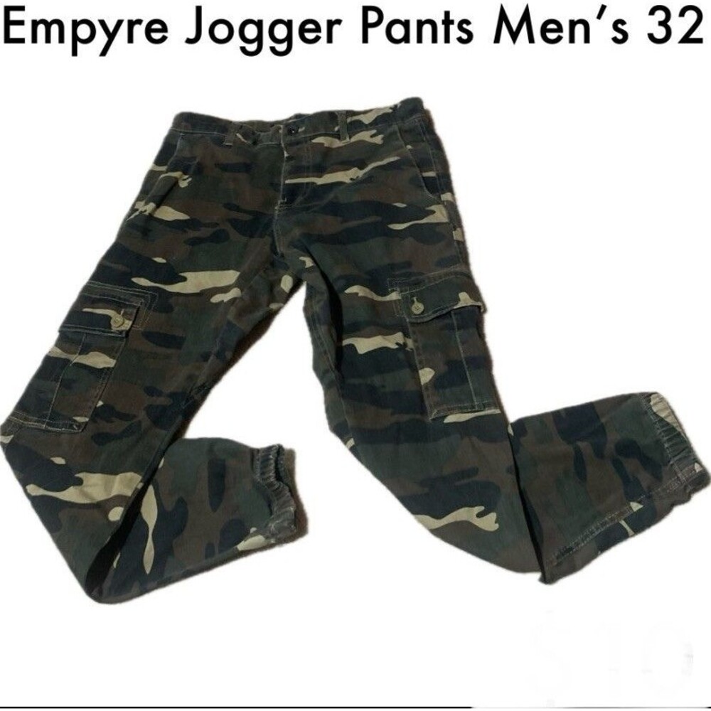 Empyre Jogger Pants Mens 32 Green Camo Cargo Pockets Skater